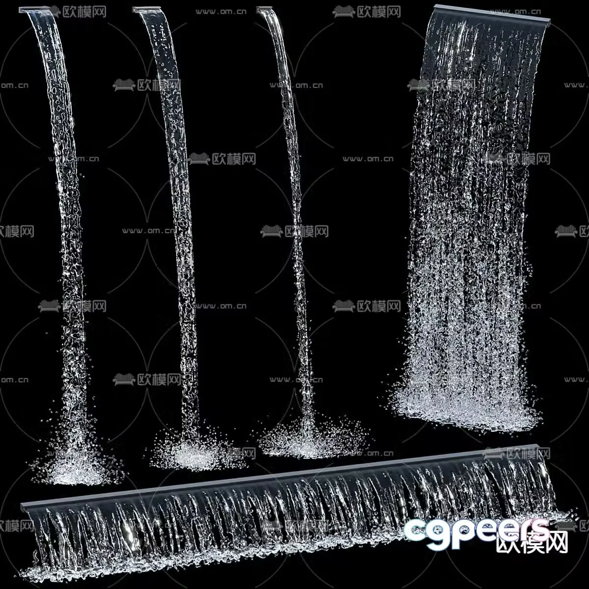 Falling water flowing water fountain waterfall 3d model