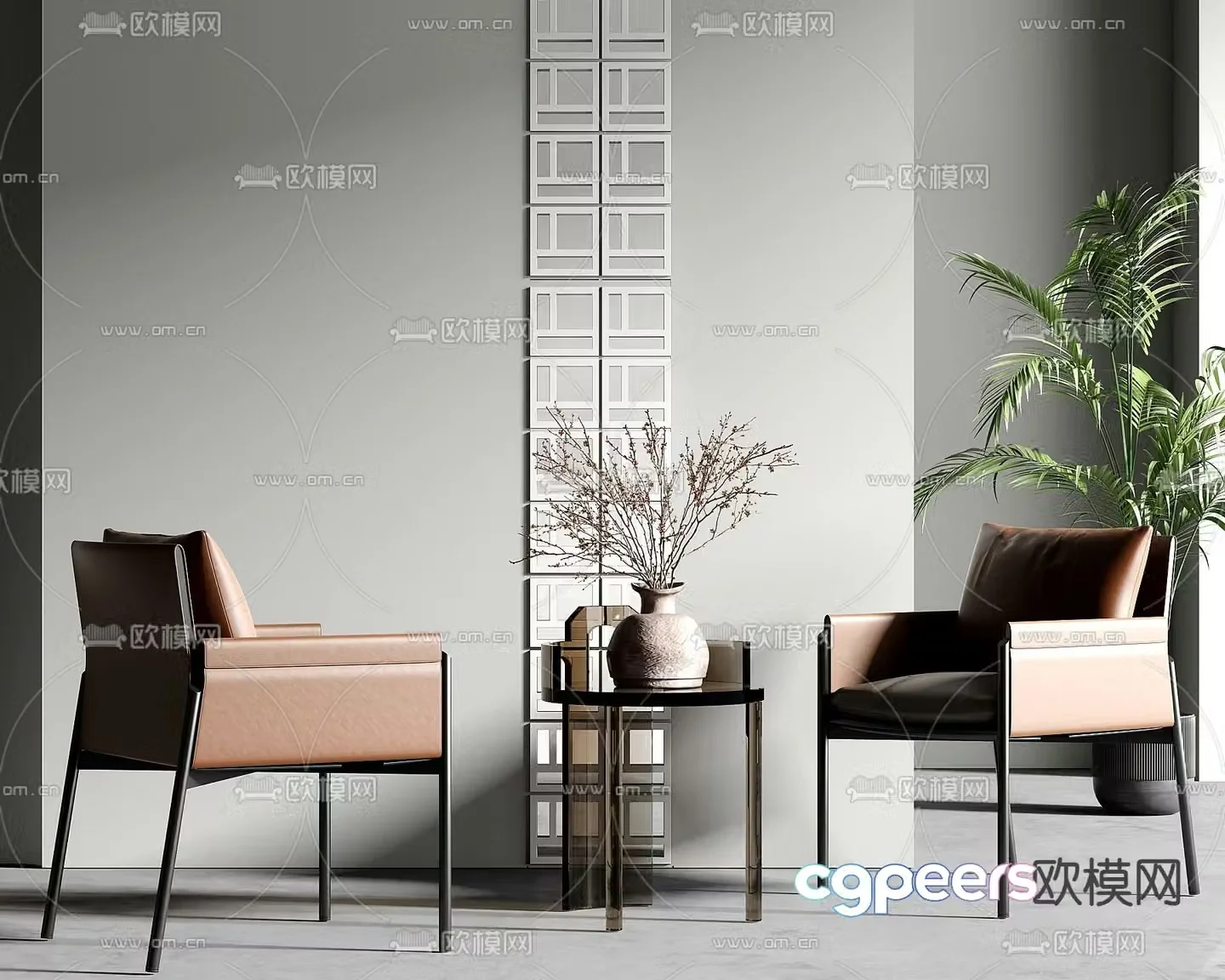 Modern leisure chair dining chair 3d model