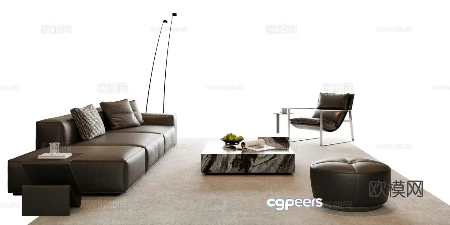 Italian sectional sofa 3d model
