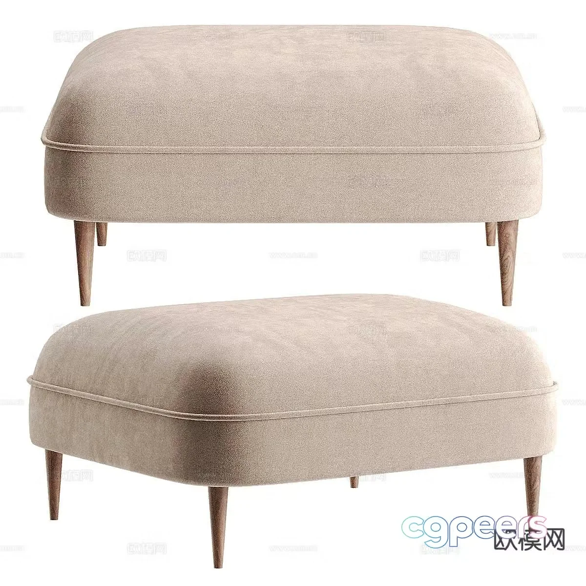 Modern footrest sofa stool 3d model