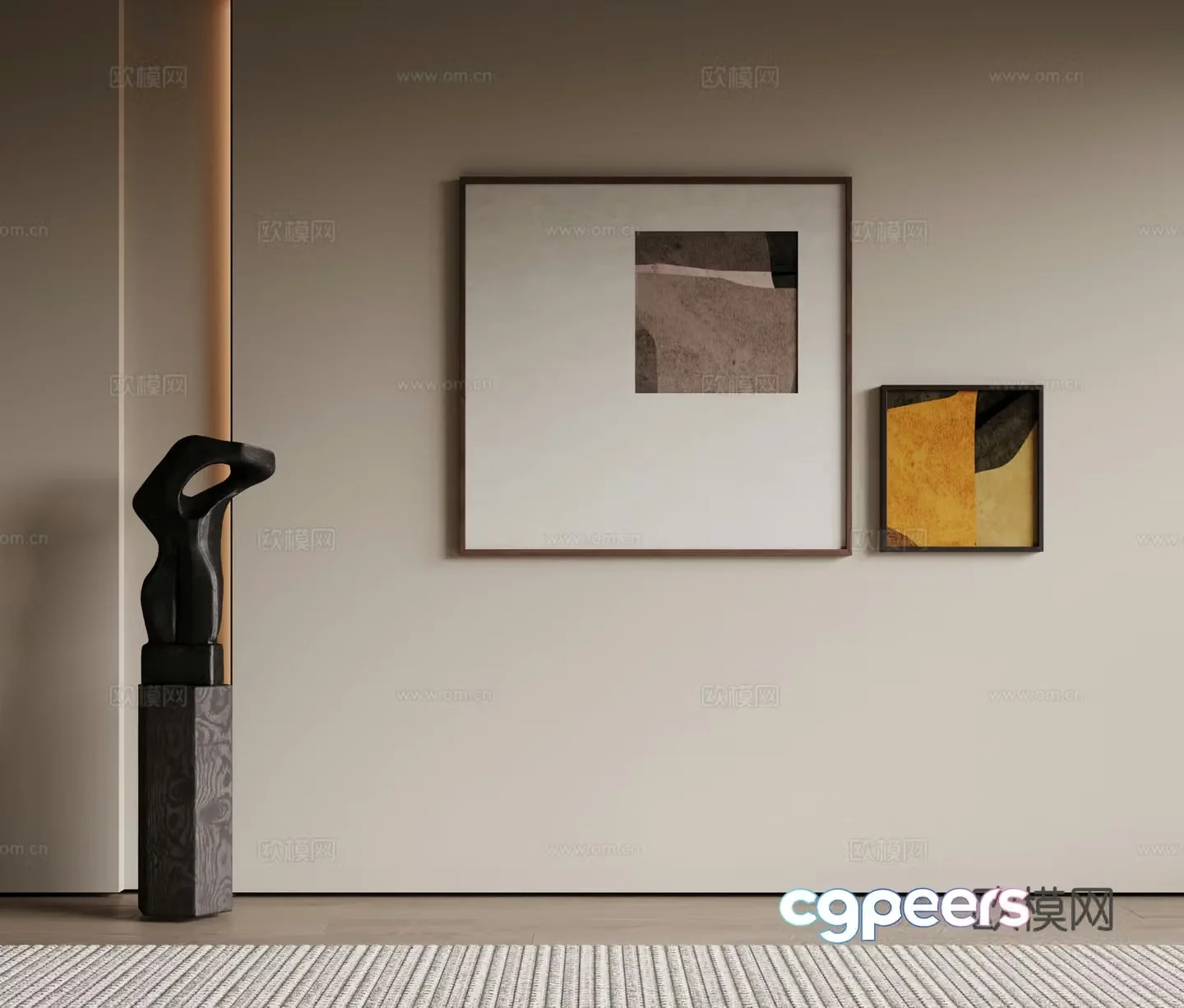 Modern minimalist decorative paintings Waviva medieval style hanging paintings cream style decoration paintings Italian style hanging paintings black and white 3D model