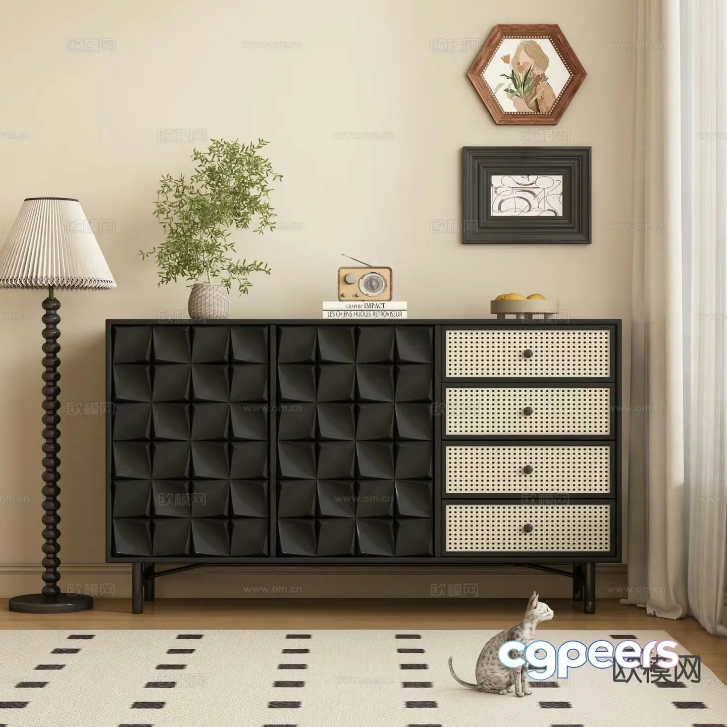 Medieval style entrance cabinet sideboard sideboard 3D model