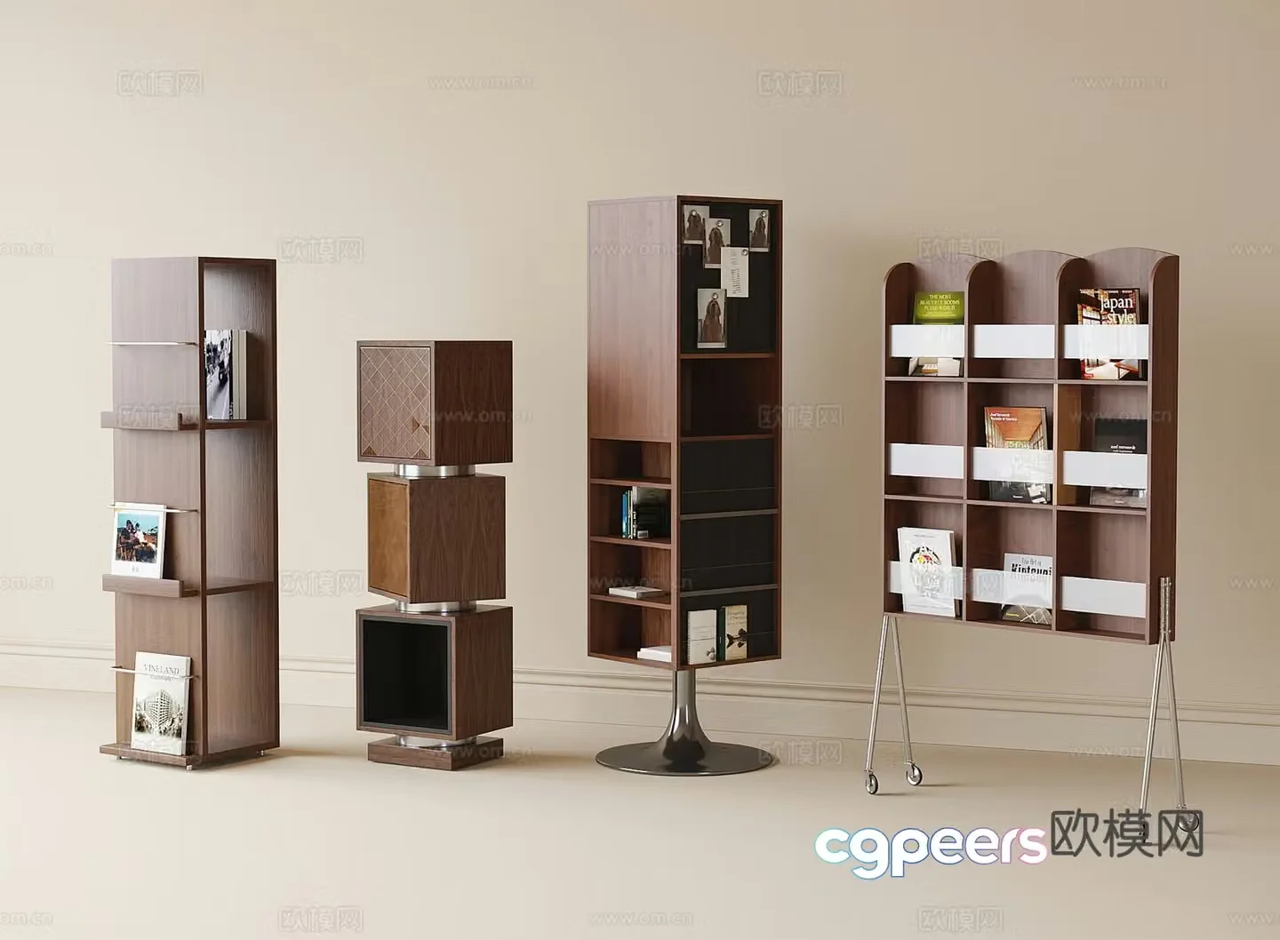 Modern bookshelf bookcase 3d model