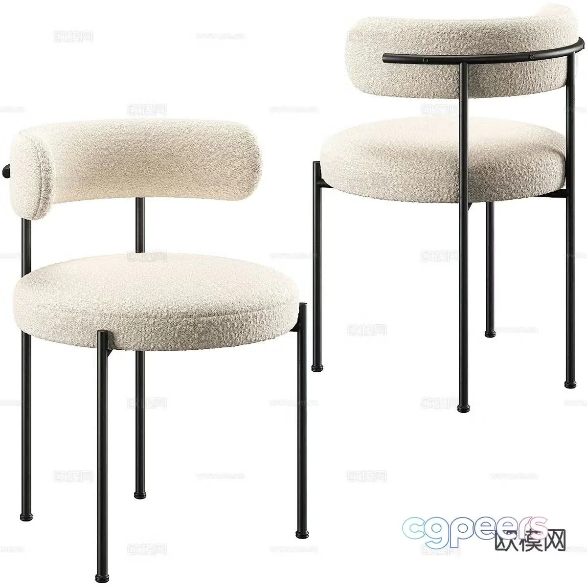 Nordic style single chair dining chair 3d model