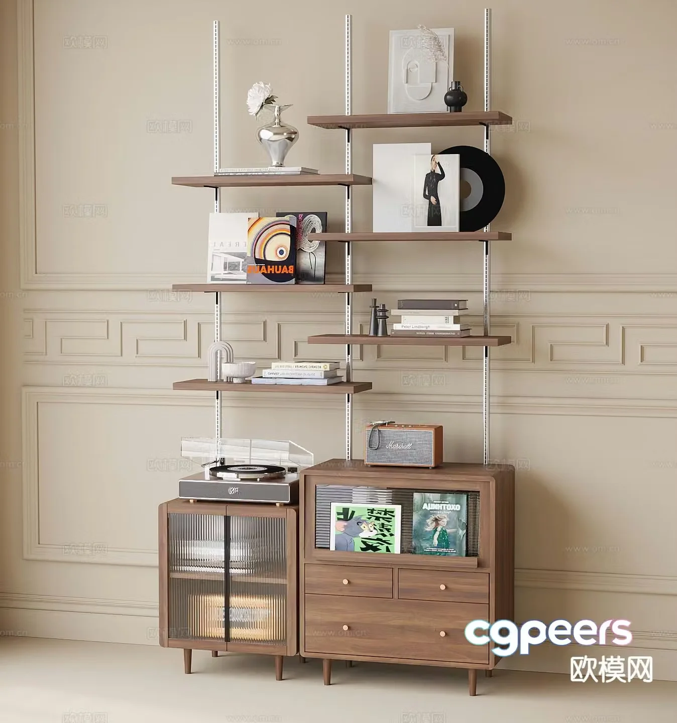 Modern storage rack decorative rack bookshelf 3d model
