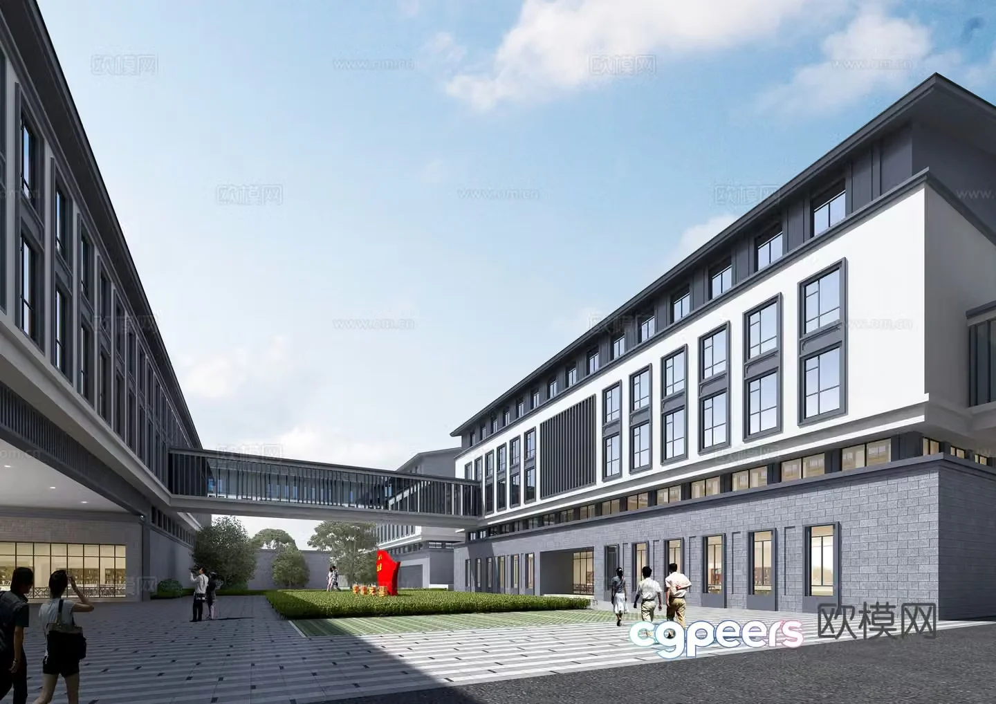 3D model of school courtyard