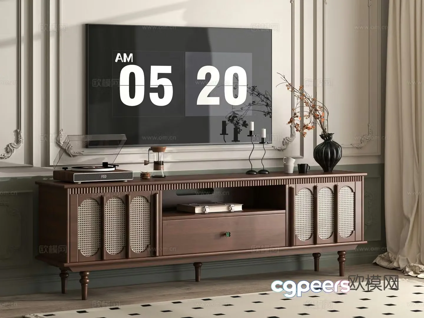 Middle-aged TV cabinet 3D model