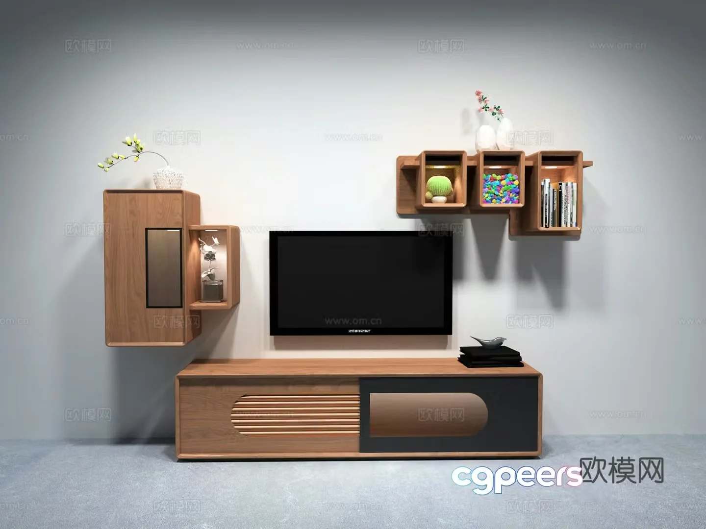 Living room combination TV cabinet 3D model
