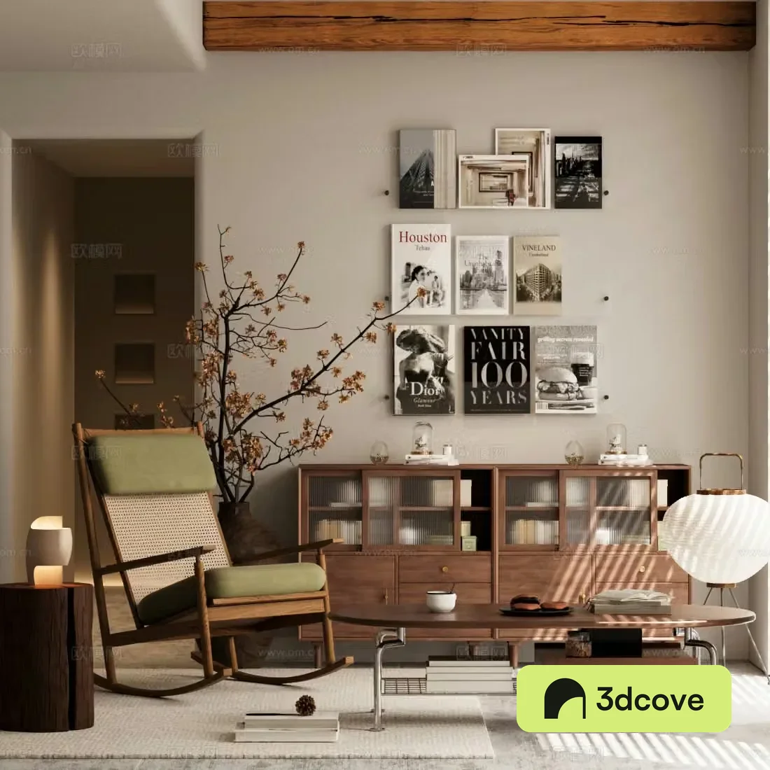 Washi leisure chair rocking chair chest cabinet floor-standing bookcase
