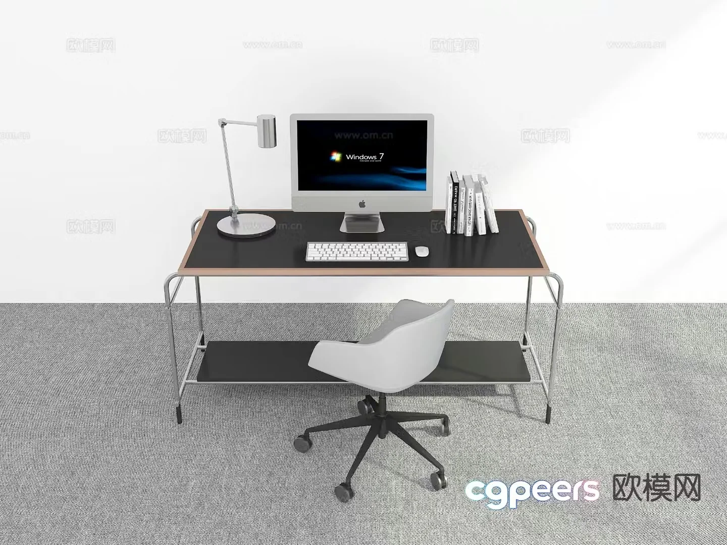 Modern desk single chair desk chair 3d model