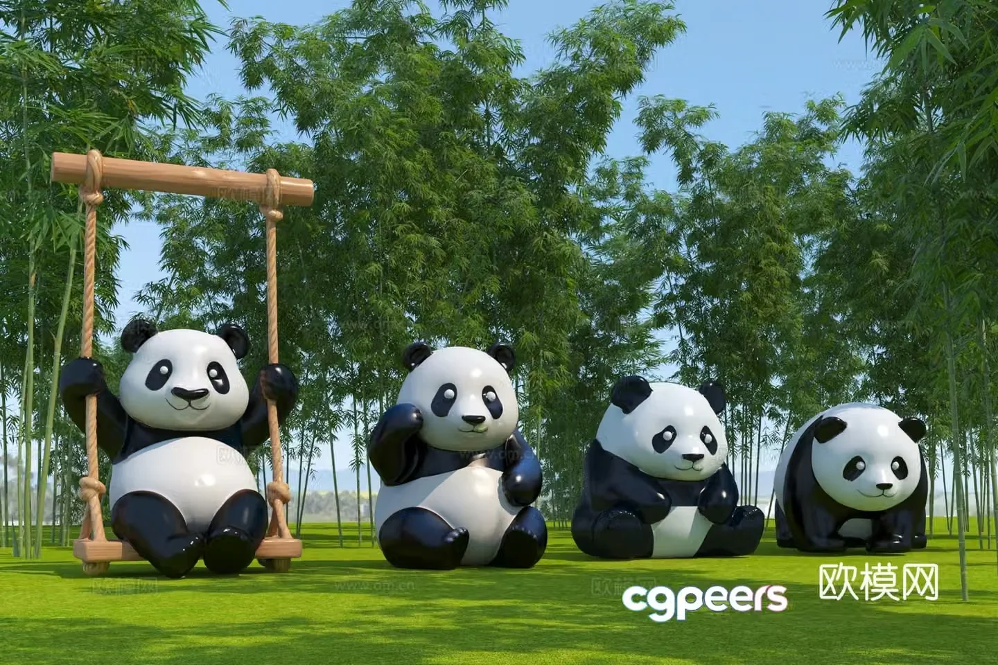 Modern giant panda sculpture 3d model