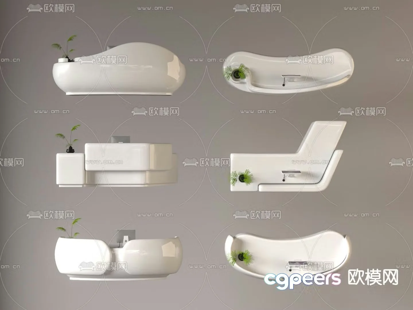 Special-shaped front desk reception desk information desk 3D model