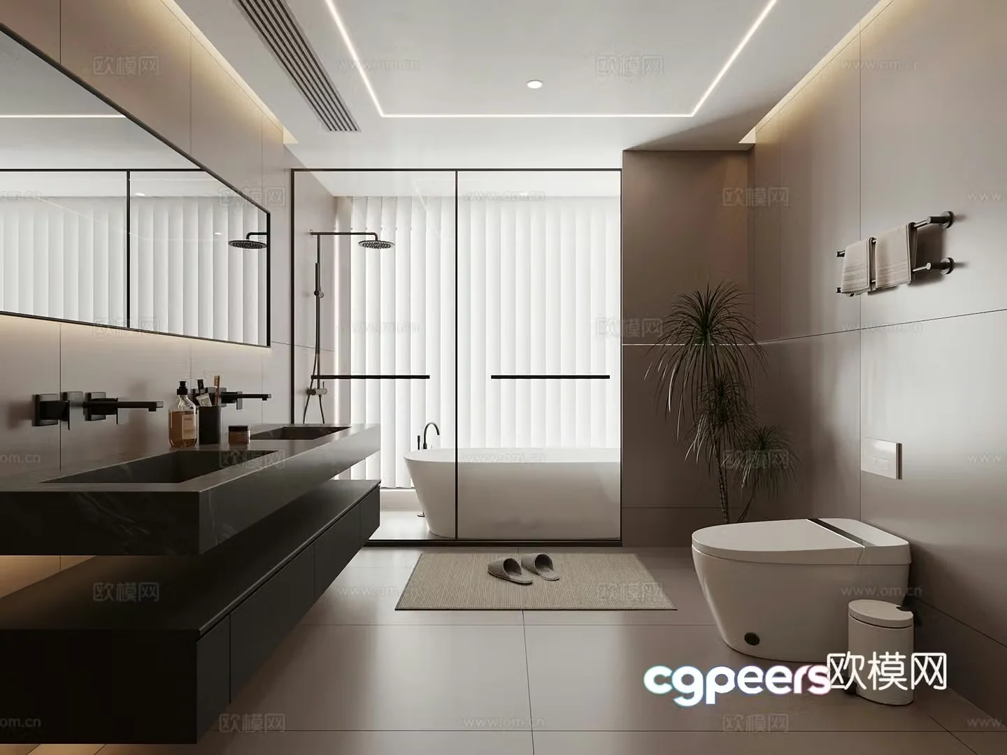 Modern Italian bathroom bathroom cabinet toilet 3d model