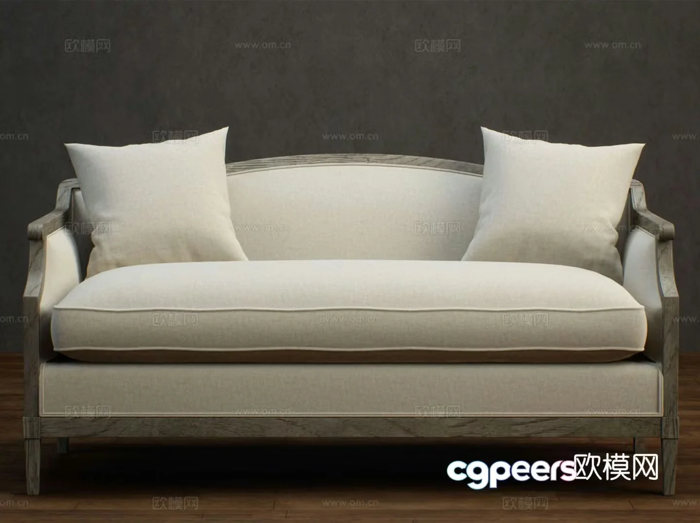 Simple European double sofa 3d model