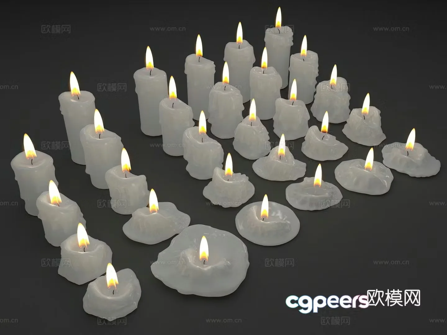 Candle Candlelight White Candle Melt Candle Burning Candle 3d Model