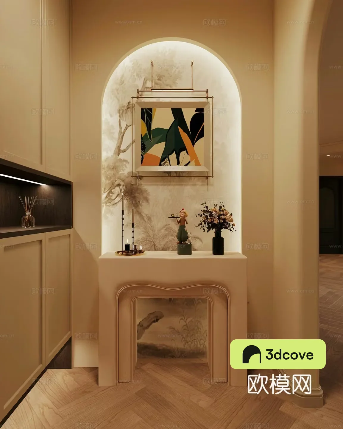 Modern end view plan entrance plan end view platform flower arrangement entrance
