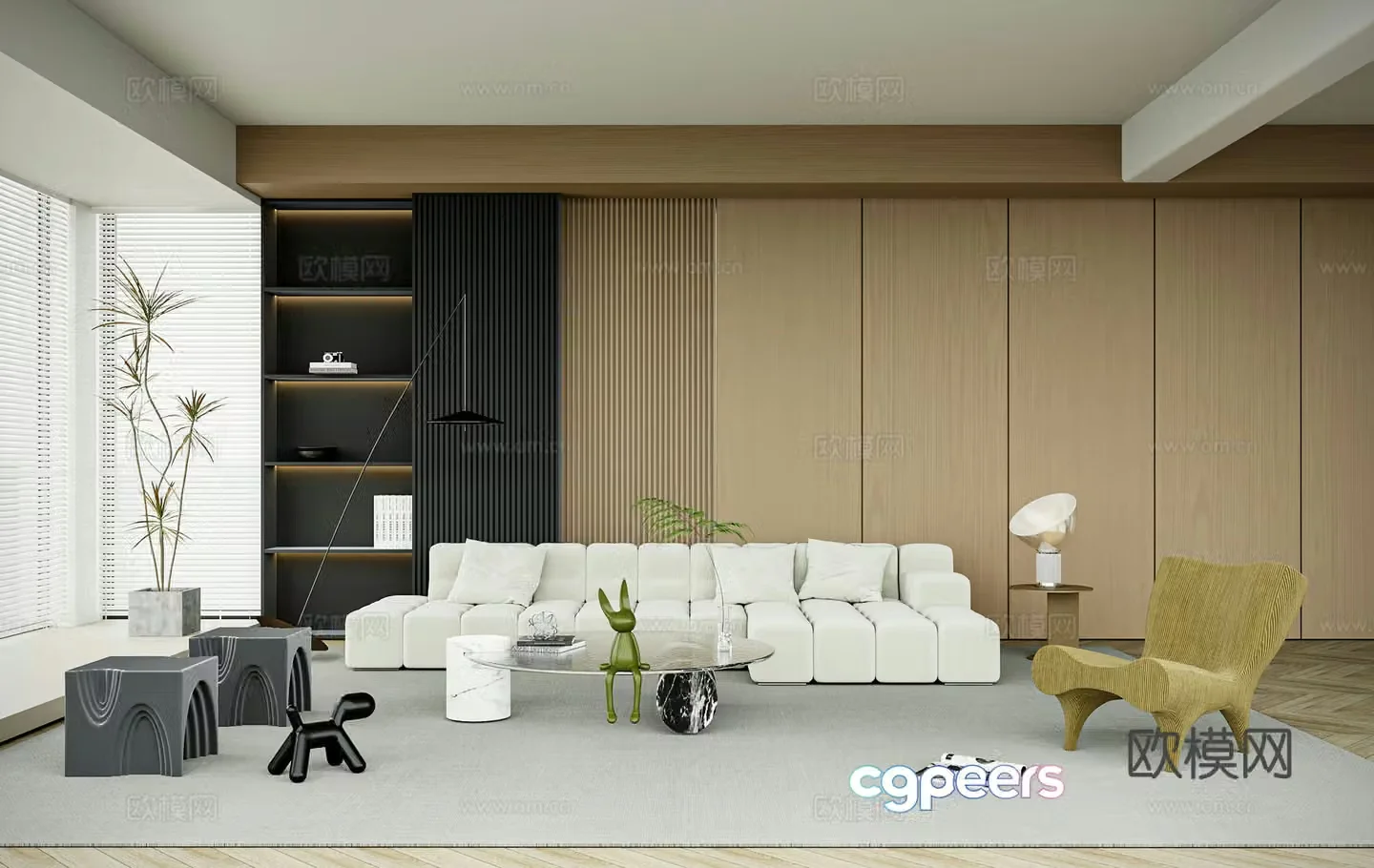 Modern minimalist living room sofa wall 3d model