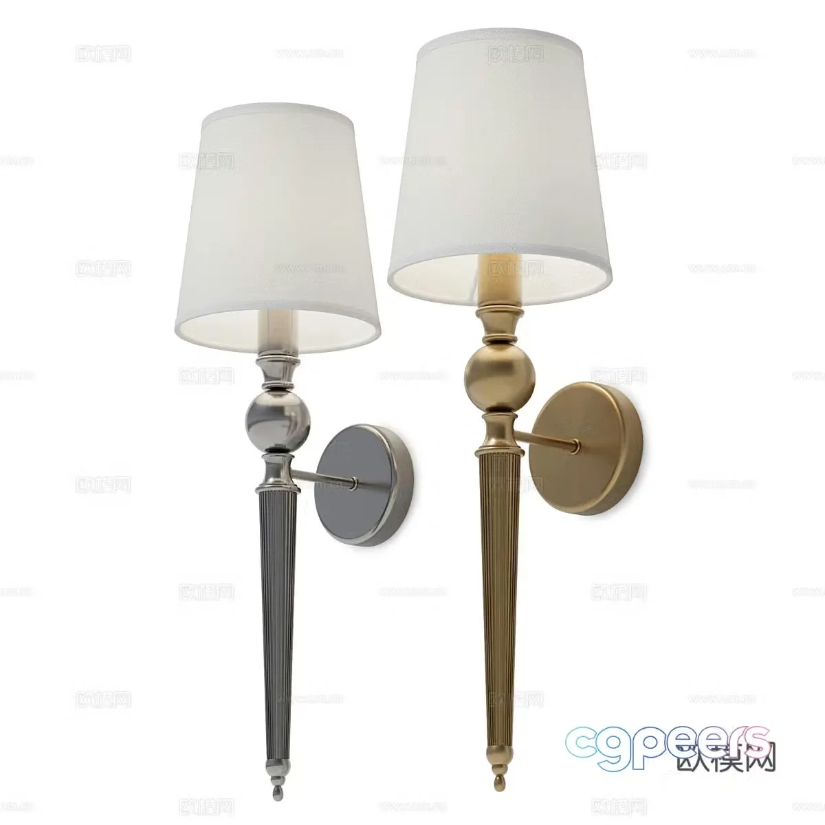 American simple long strip metal wall lamp 3D model