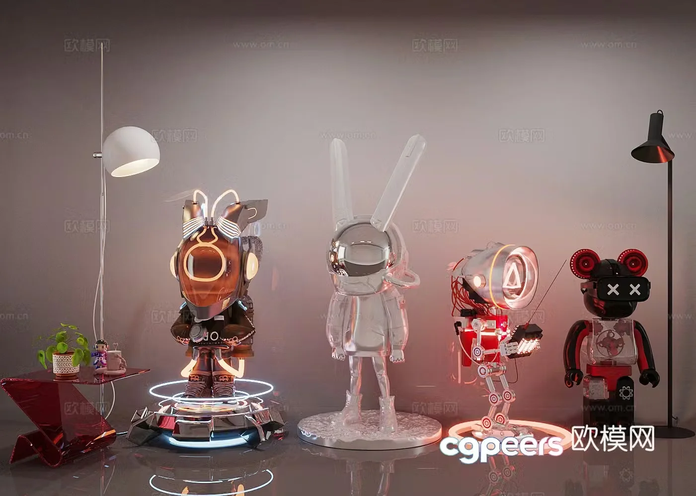 Modern sculpture ornaments Indoor sculpture installation Ornaments combination Cyberpunk sculpture installation 3D model