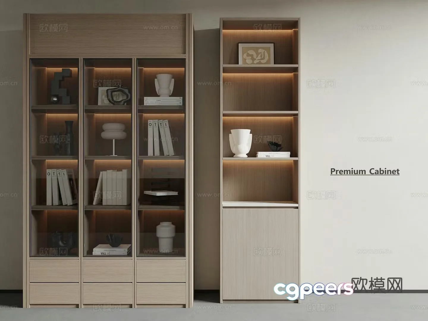 Modern bookcase Glass door Jewelry ornaments 3D model