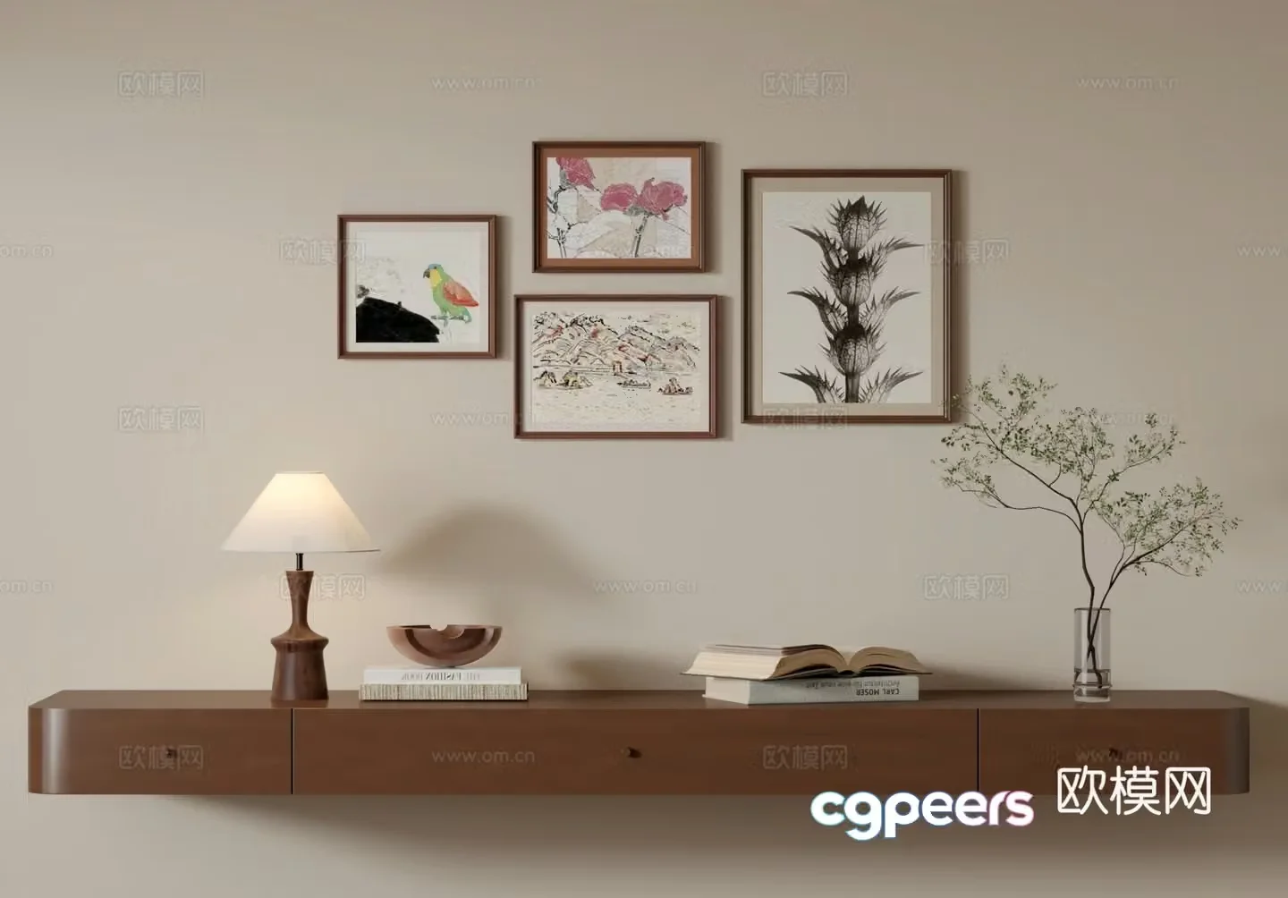 Retro hanging painting decorative painting 3d model