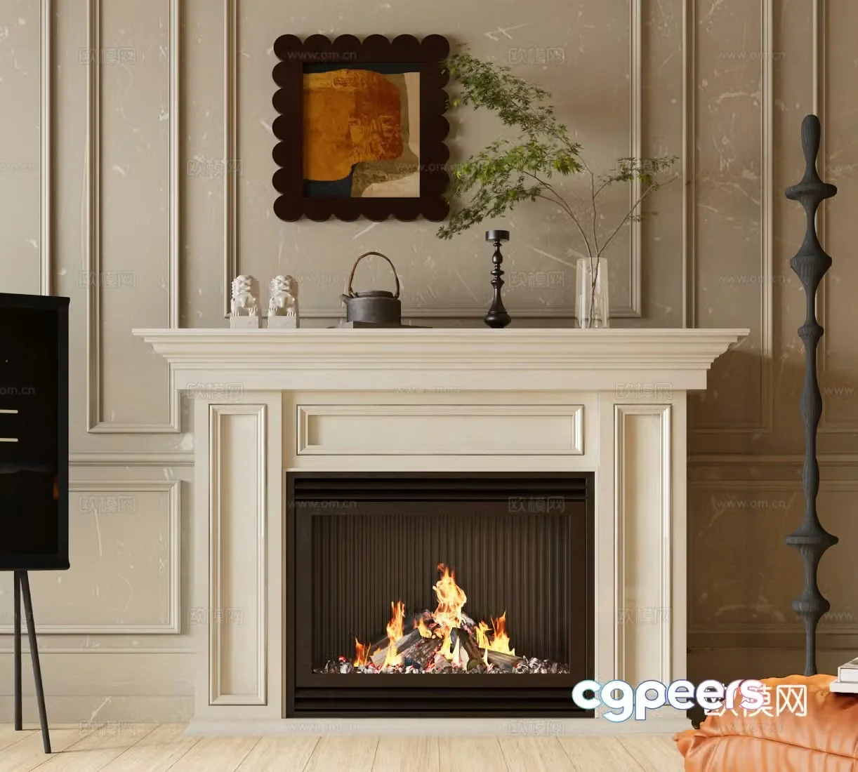 Fireplace French fireplace European fireplace American fireplace French creamy fireplace 3d model