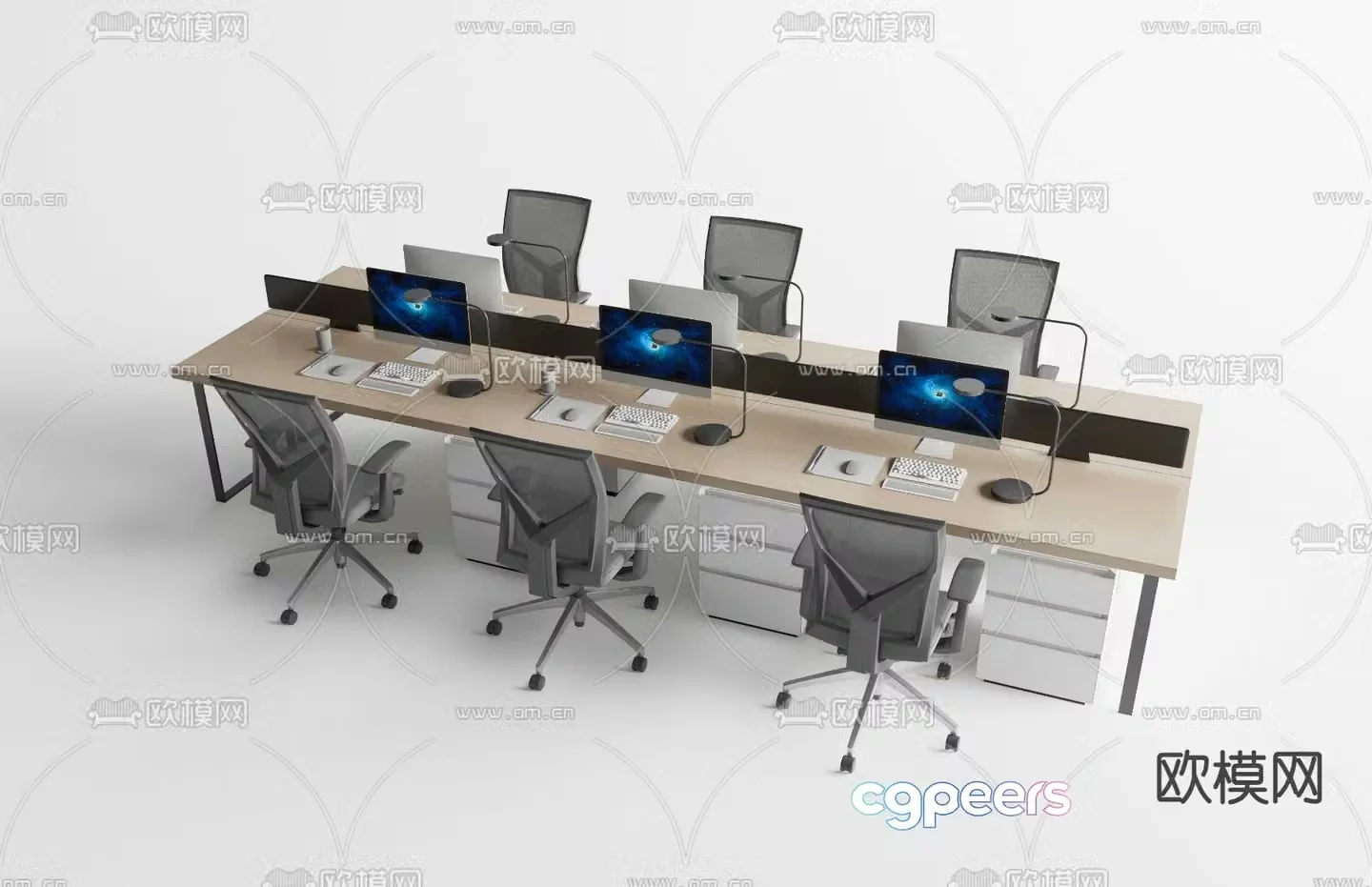 Card space desk workstation 3D model