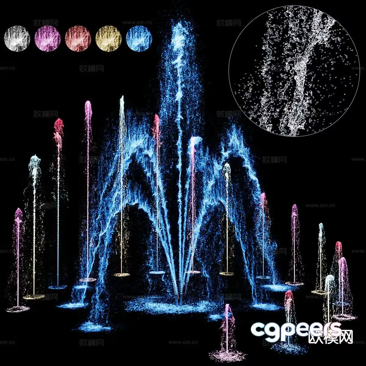 fountain landscape colorful fountain square fountain water splash 3d model