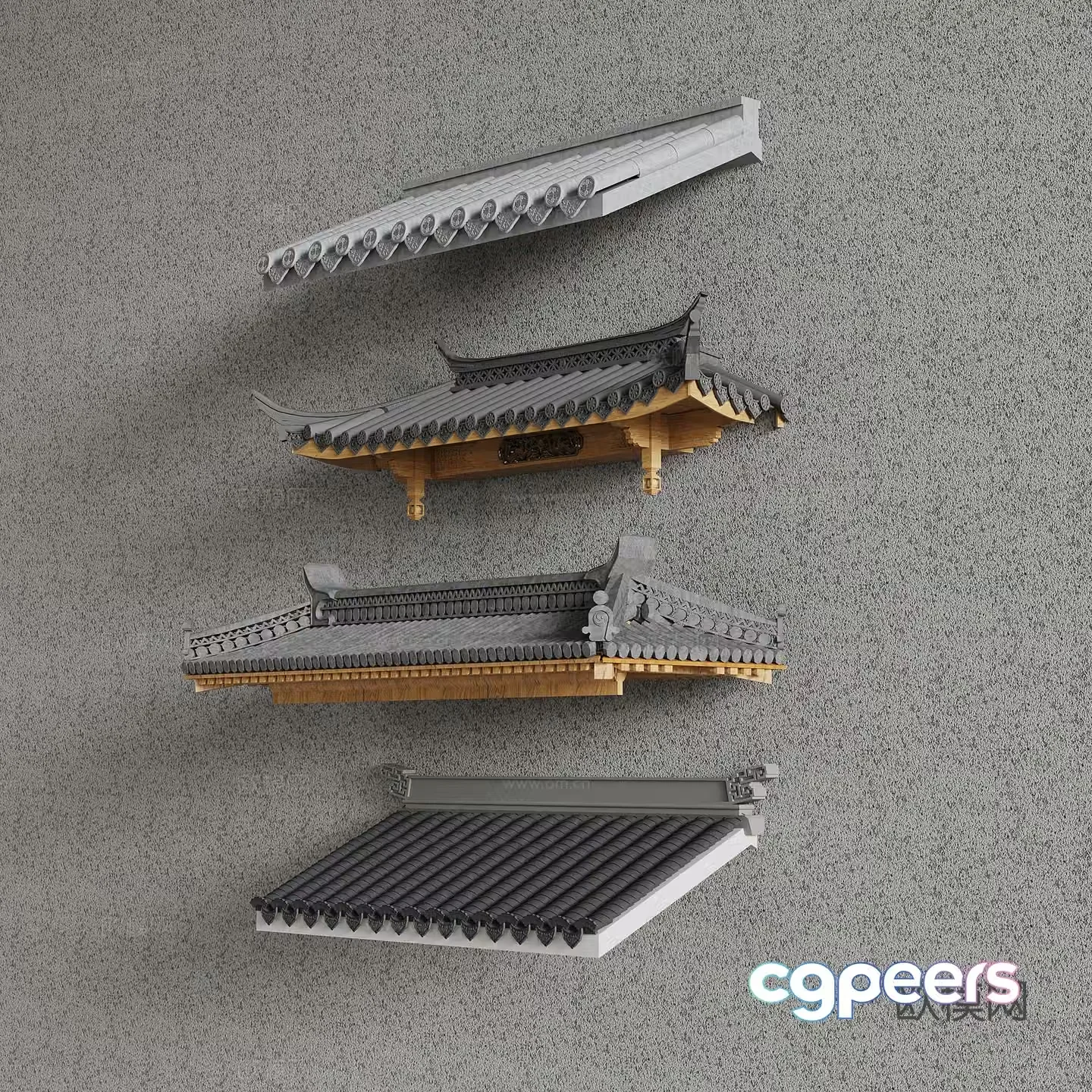 Chinese eaves eaves tile 3D model