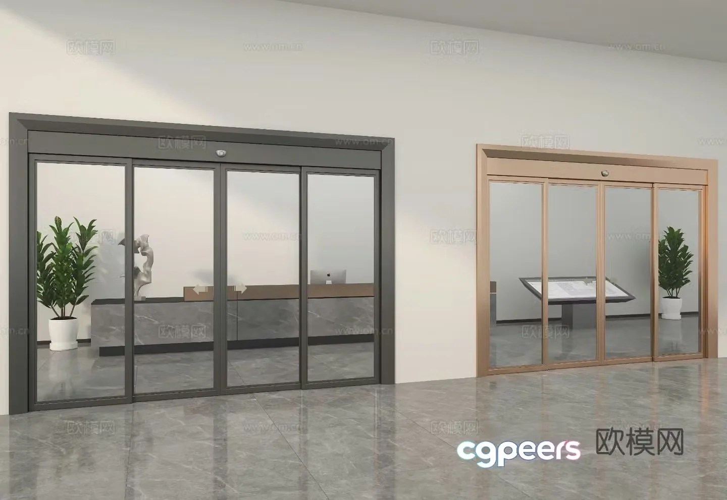 Modern electric door Electric induction door Automatic door 3D model