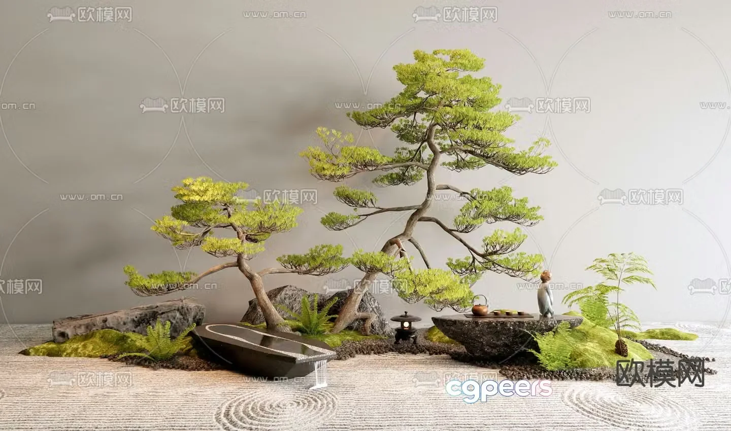 Landscape sketch pine tree landscaping water table 3D model