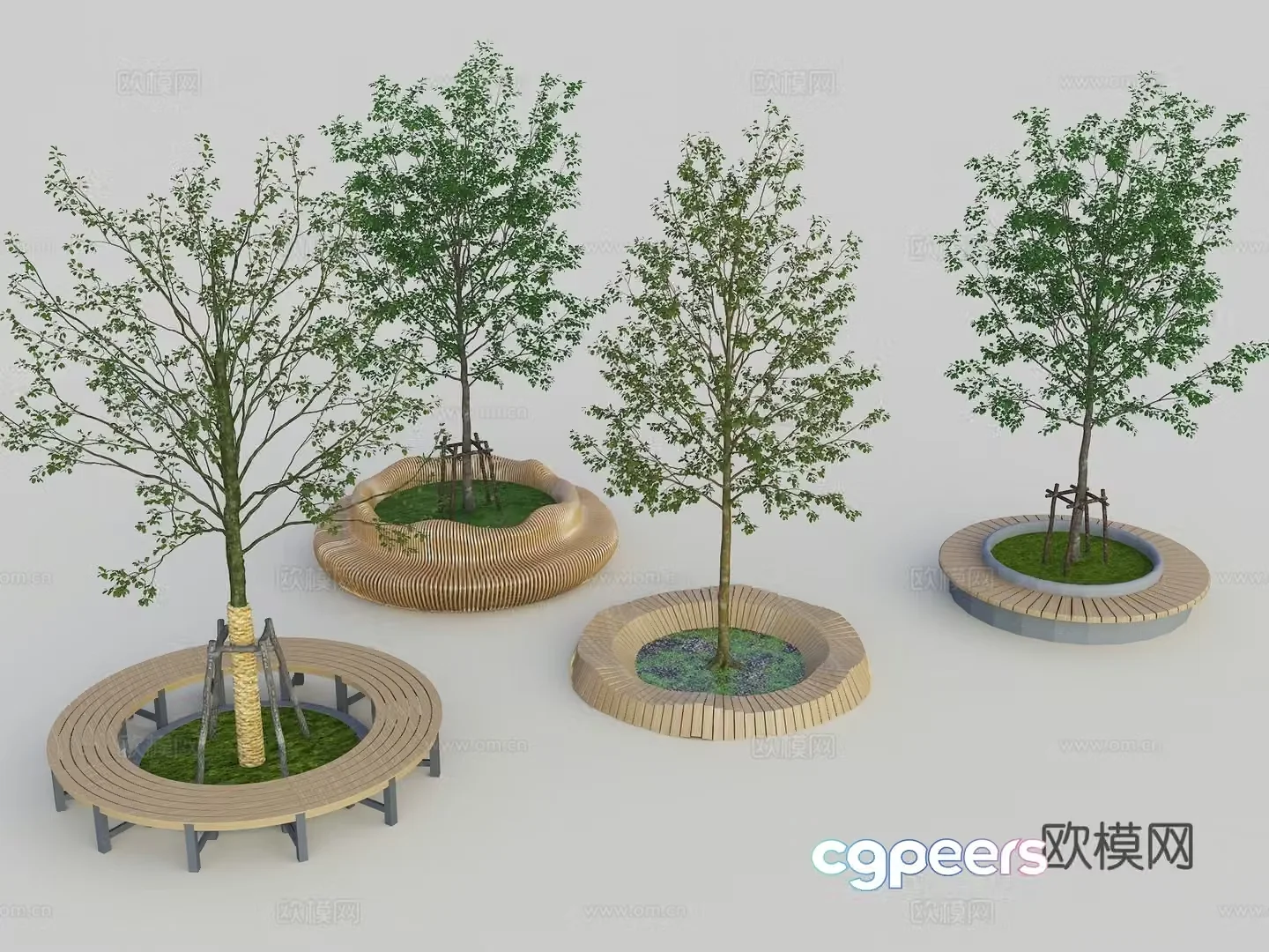 Modern combined tree pool table and chairs Landscape tree pool Simple tree pool Tree pool seat Square seat Row 3D model