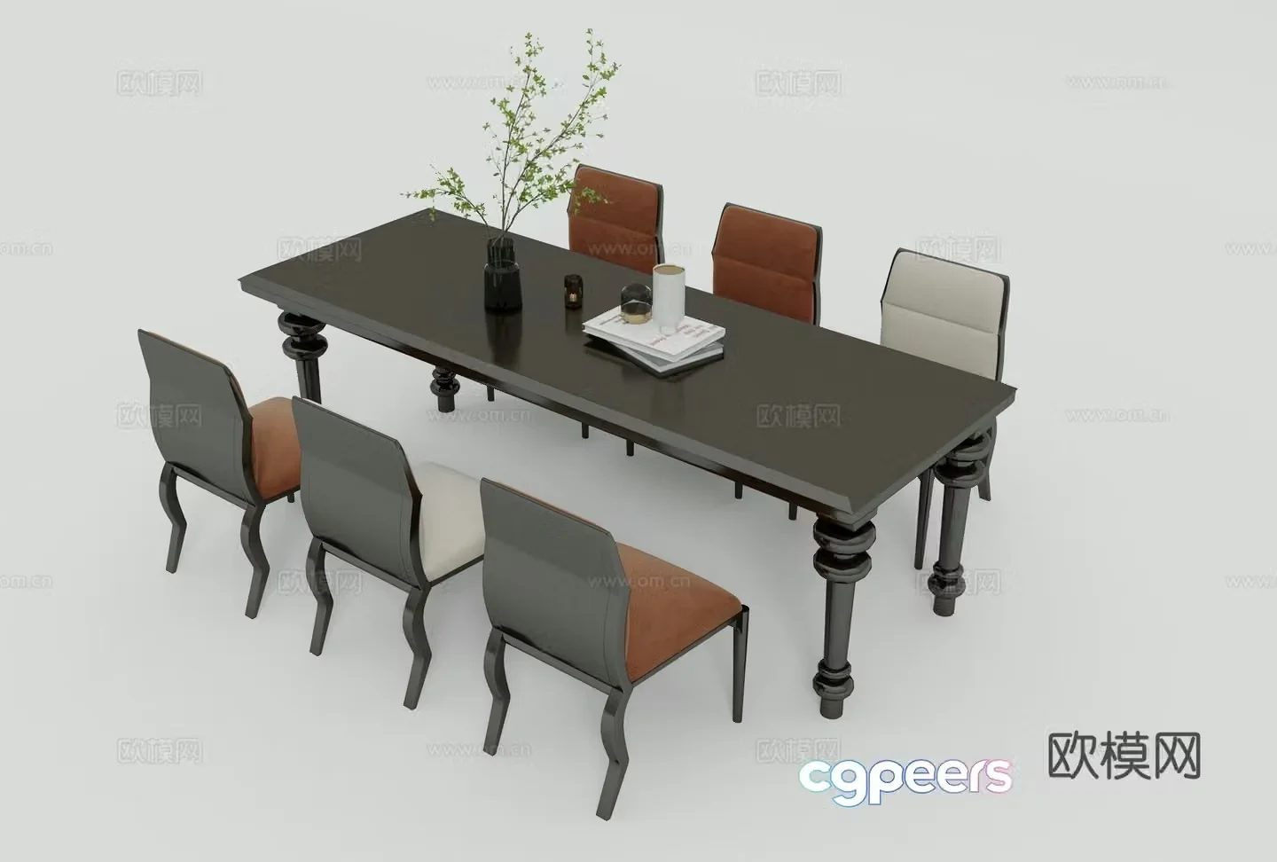 Modern dining table and chair 3d model