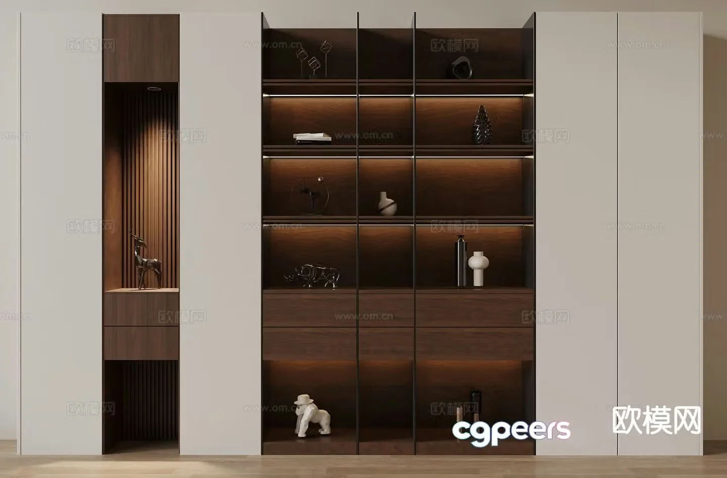 Medieval style bookcase storage cabinet 3d model