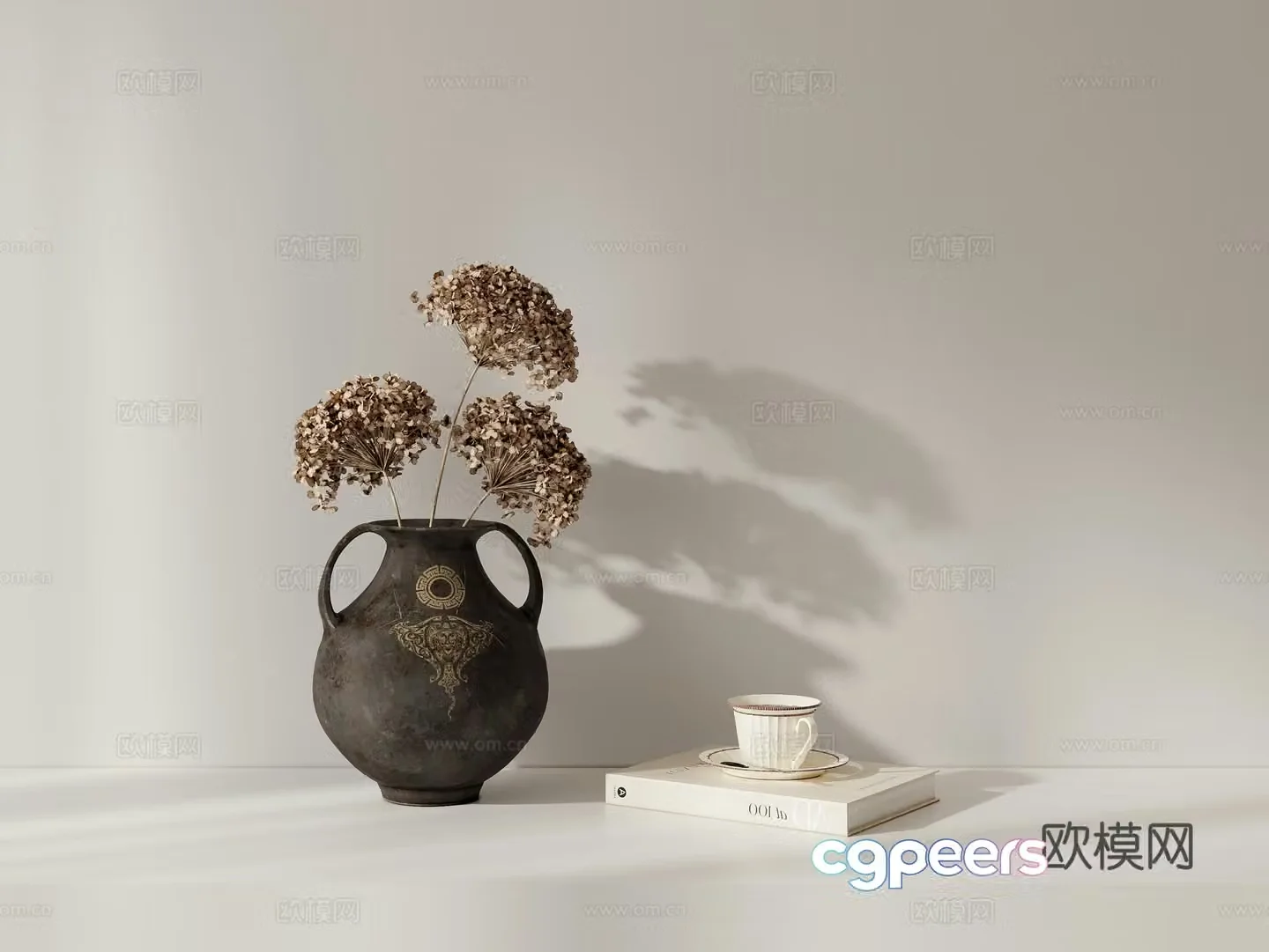 Potted ornaments vase books 3d model