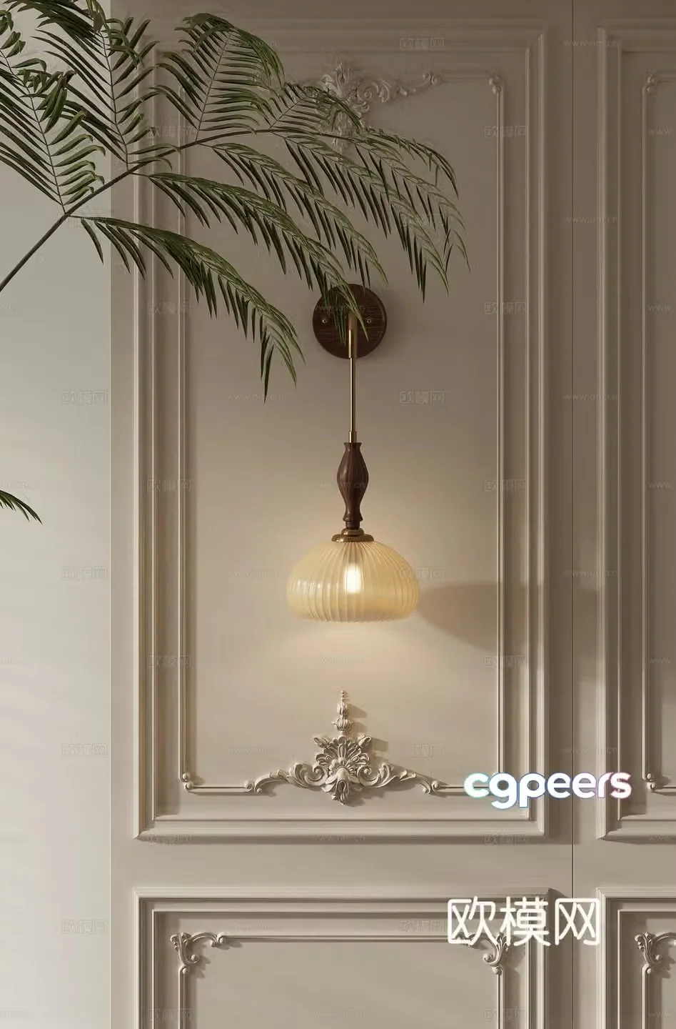 French retro wall lamp 3d model
