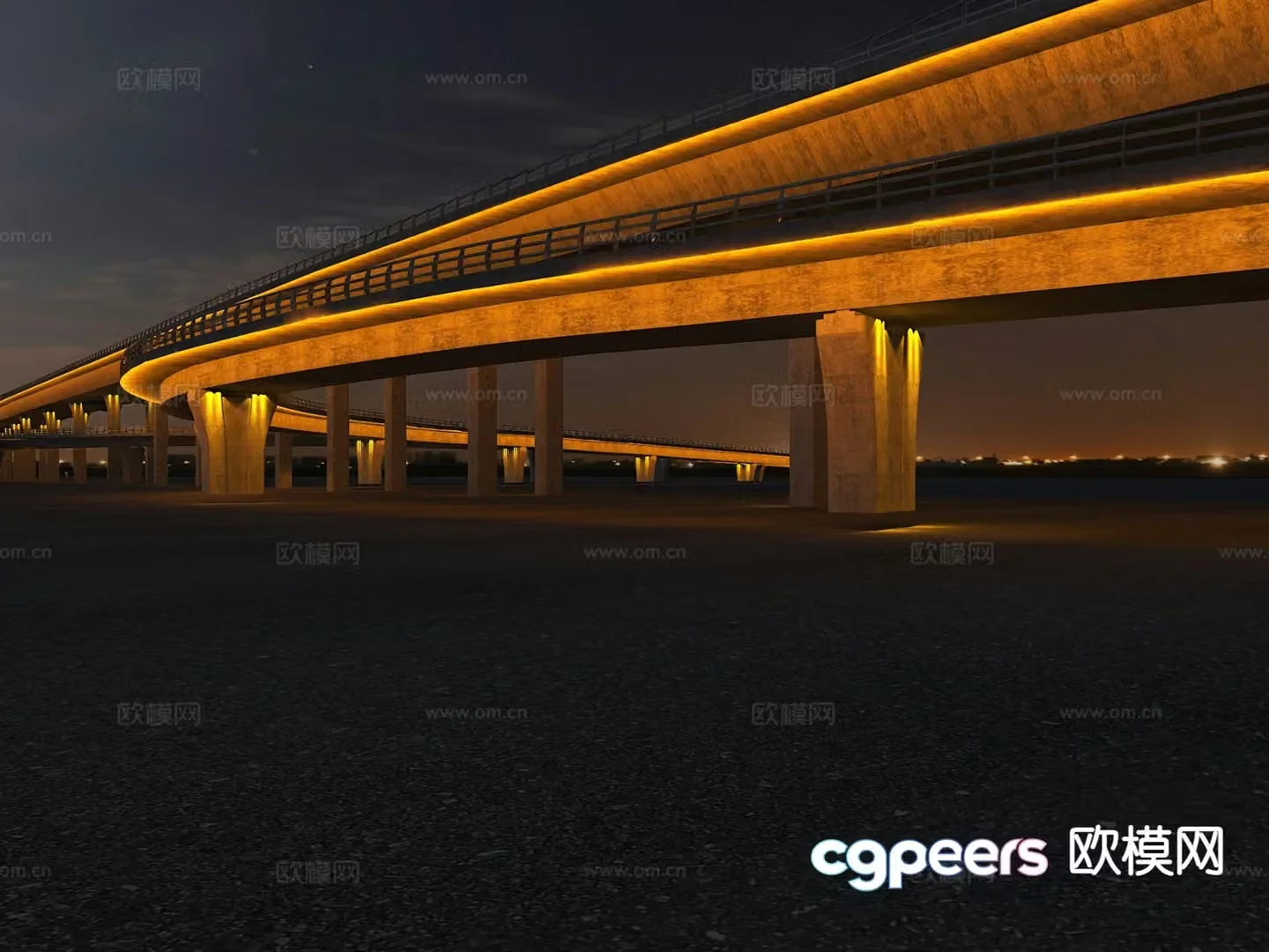 Binhe West Road viaduct landscape 3D model