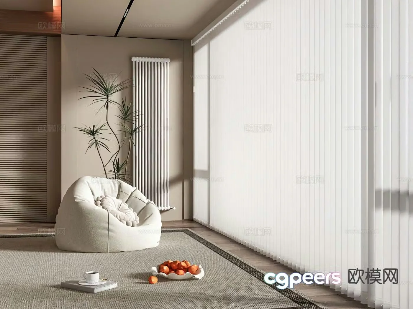 Cream style bean bag sofa lazy sofa 3d model