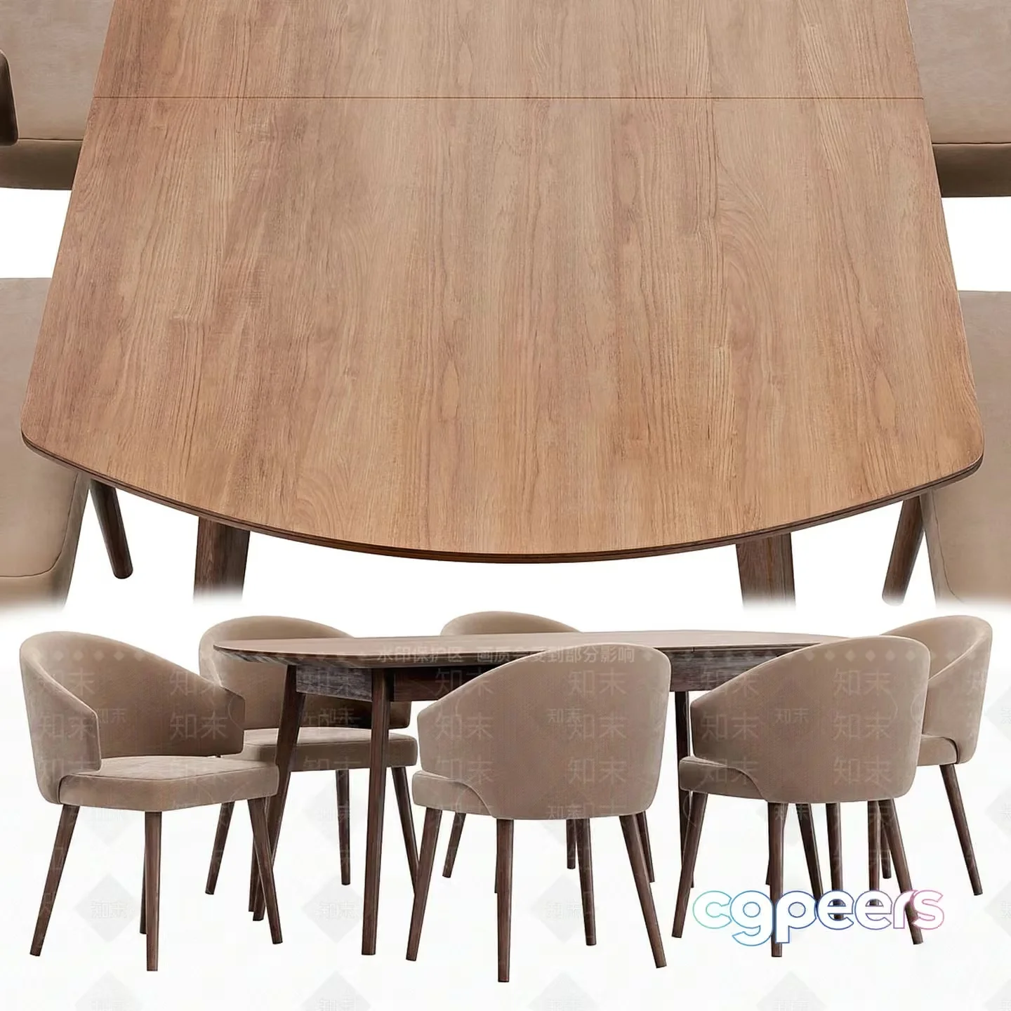 Wooden Dining Table 3D Model – 11870 – VRAY Render