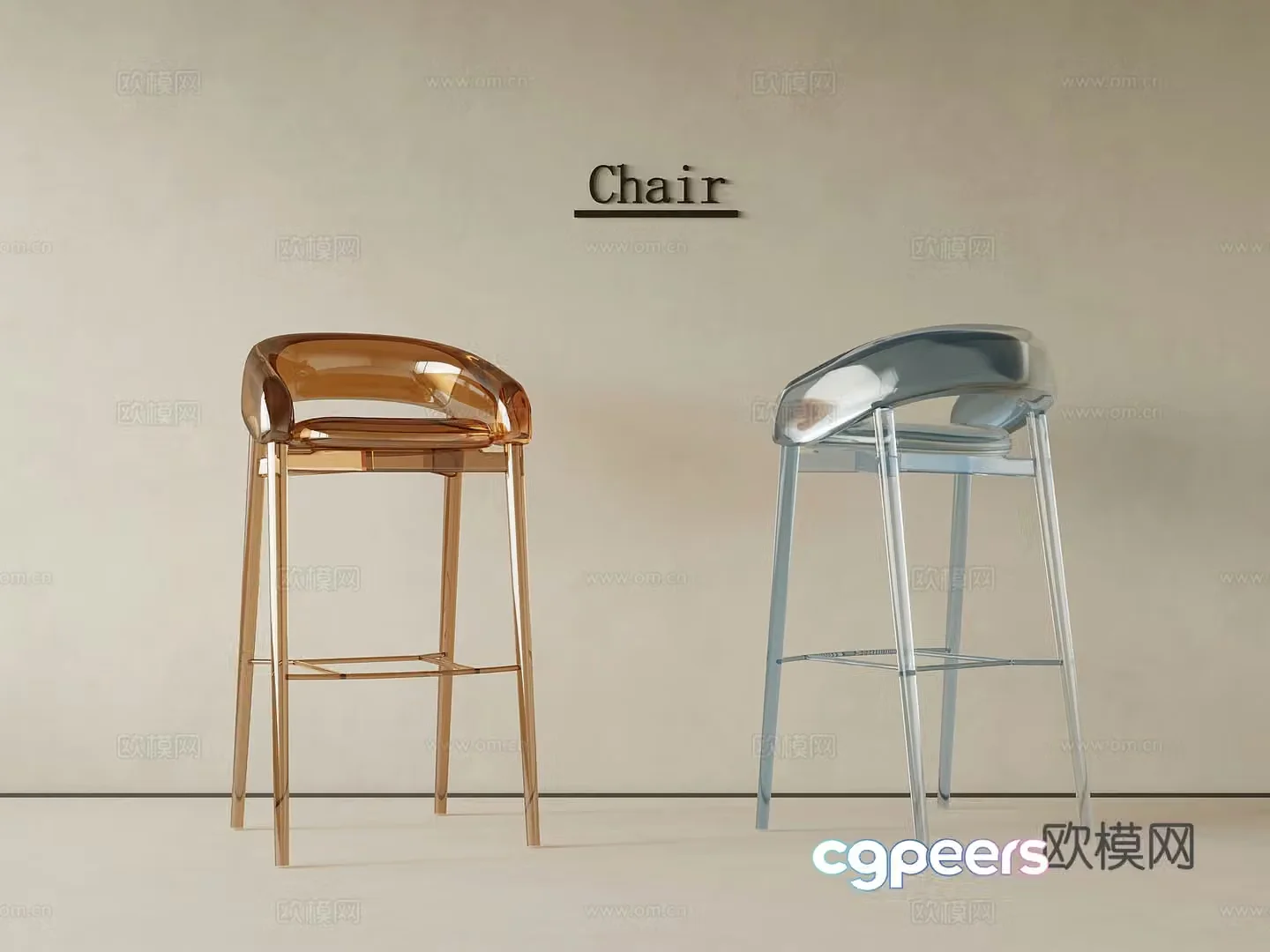 Bar chair Modern simple bar chair Acrylic bar chair 3d model