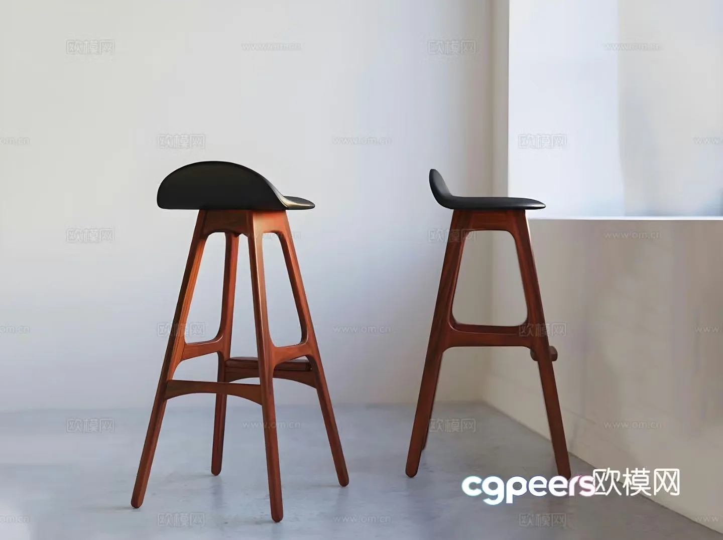 Log style bar chair bar stool high stool 3D model