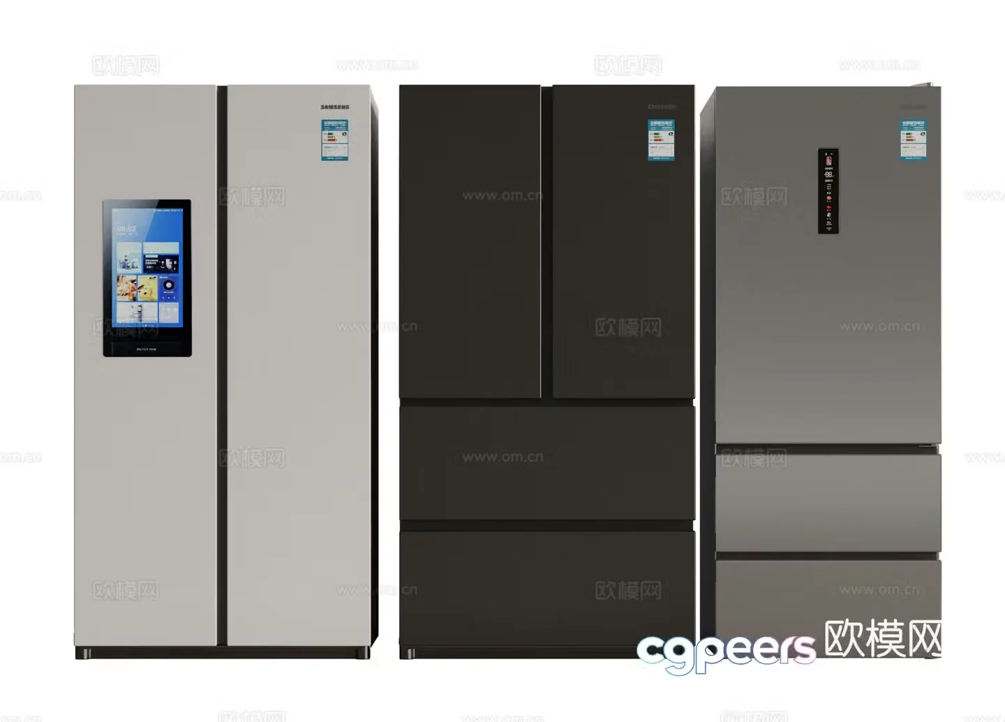 Modern refrigerator zero-embedded refrigerator single and double door refrigerator cross refrigerator double door refrigerator 3D model