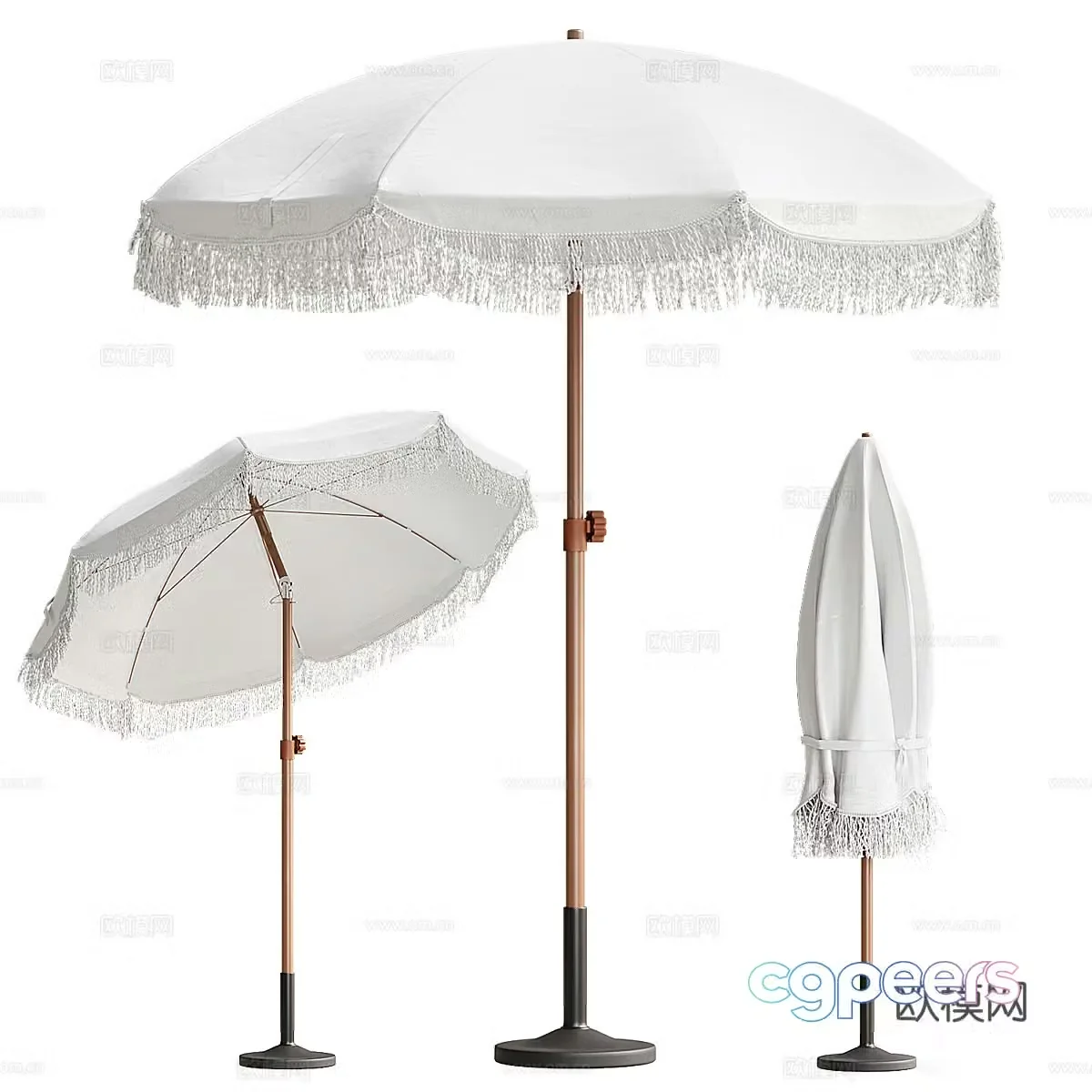 New Chinese style beach terrace parasol 3d model