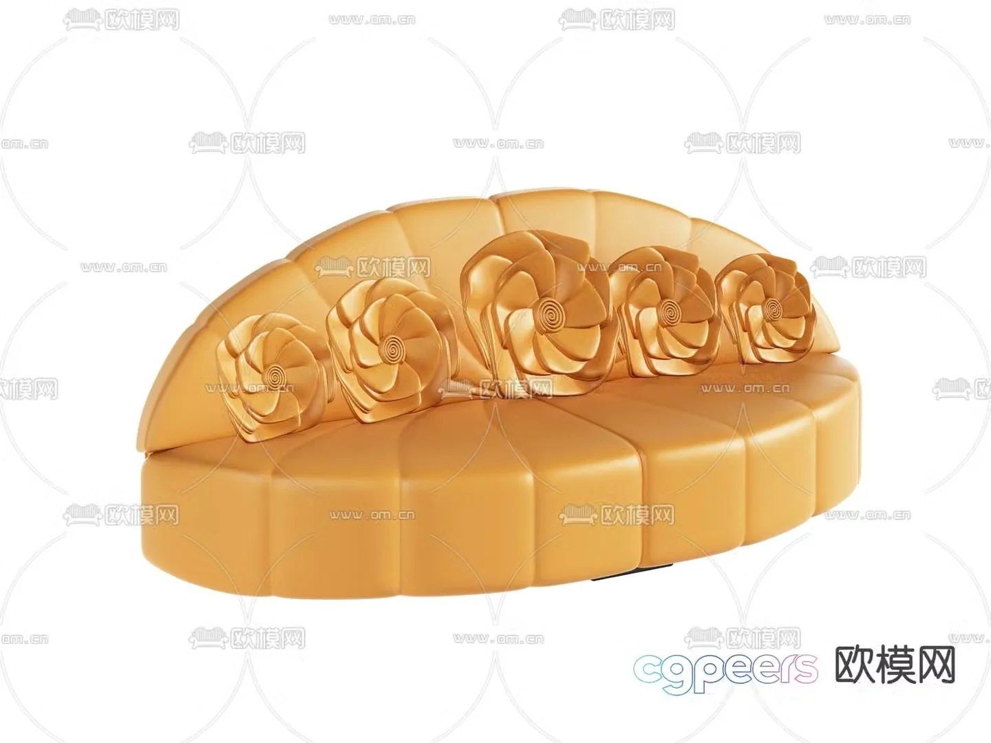 Orange sofa multi-person sofa 3d model