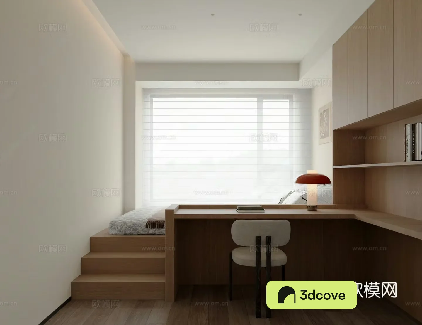 Modern tatami bedroom without owner lamp wardrobe tatami desk chair desk lamp