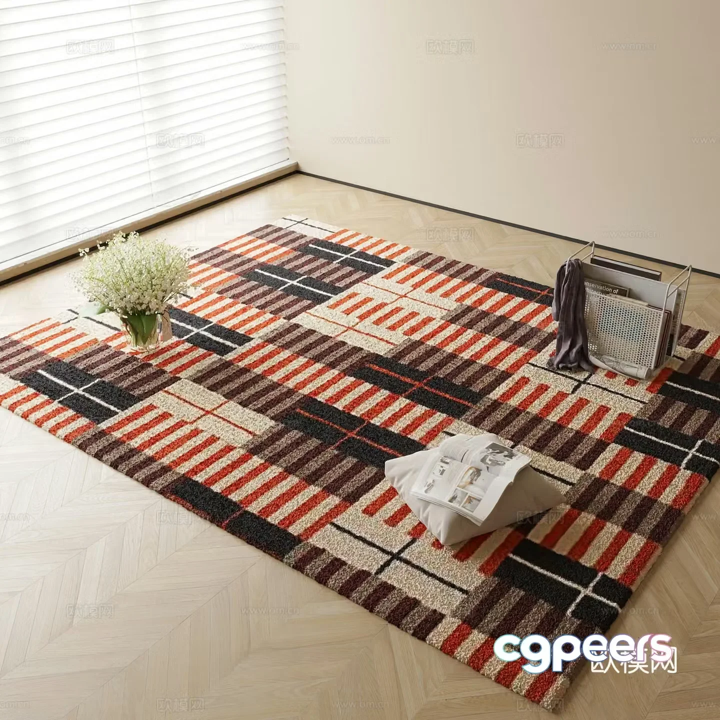 Striped carpet Square carpet 3d model