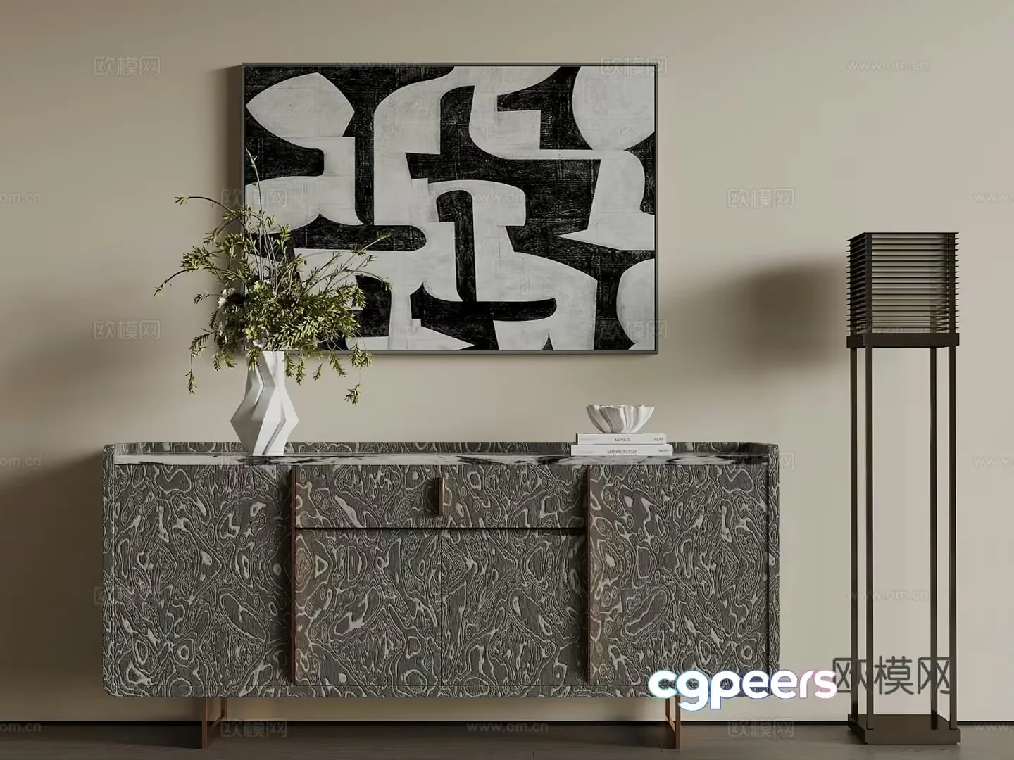 Modern Abstract Painting 3D Model – 23414 – VRAY Render