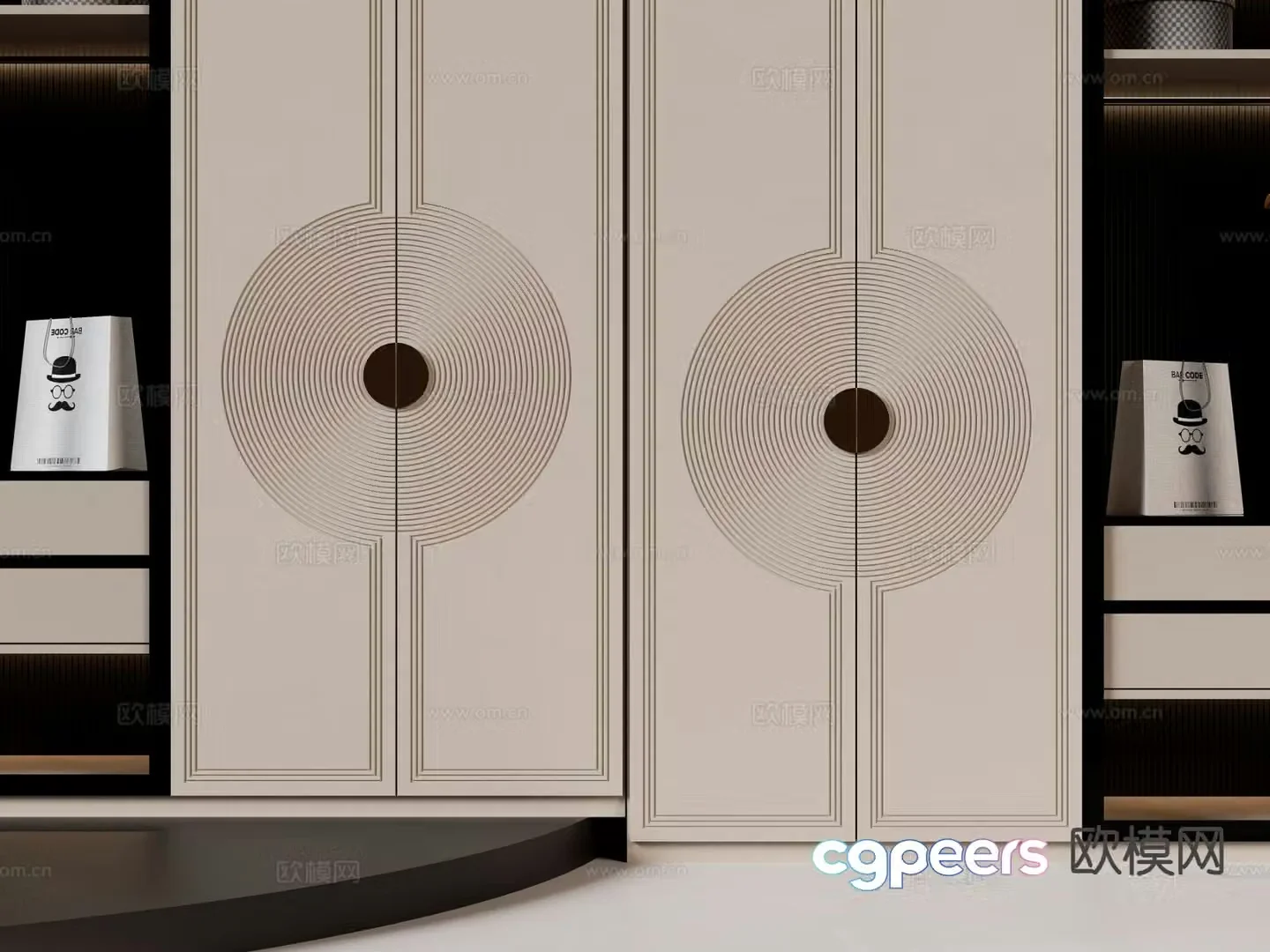 New Chinese style wardrobe wardrobe 3d model