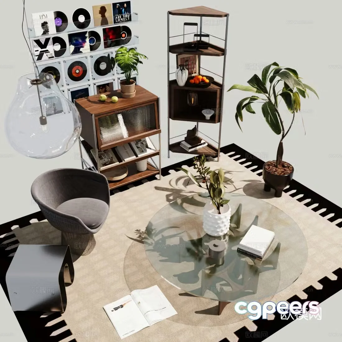 Middle style storage cabinet Magazine cabinet Entrance cabinet 3D model