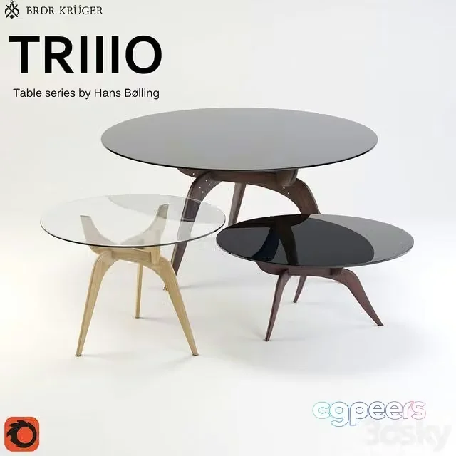 3ds Max Free – Collection Triiio table with decor